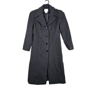 Womens Worthington Charcoal Gray Wool Blend Long Coat Size 8